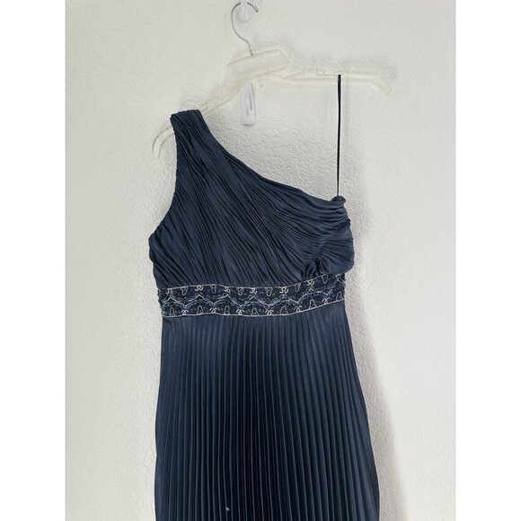 JS Collections WMN Evening Gown 8 Navy Empire Waist Pleated Whimsygoth Y2K Rare - Picture 4 of 9